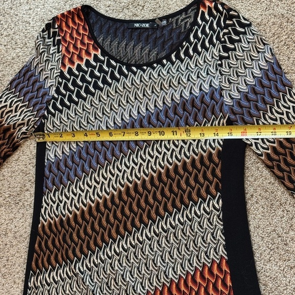 NIC+ZOE Chevron Knit Dress L Multicolor Lined Long Sleeve Fall OfficeCore Casual - Picture 7 of 10